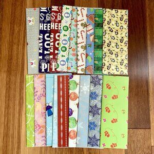 Lot Of 18 Vintage Christmas Wrapping Paper Sheets Snow Men Flakes Gingerbread